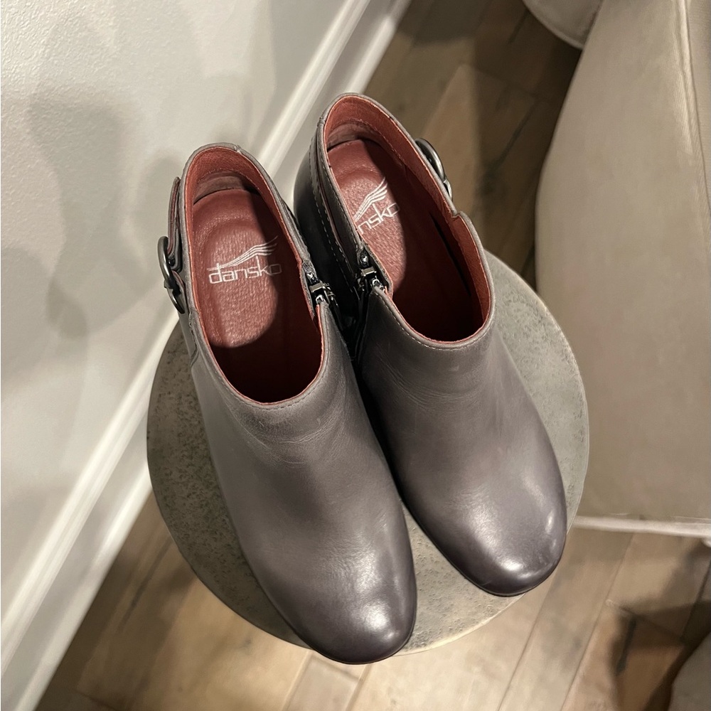Dansko Gray Leather Ankle Boots - Picture 3 of 9
